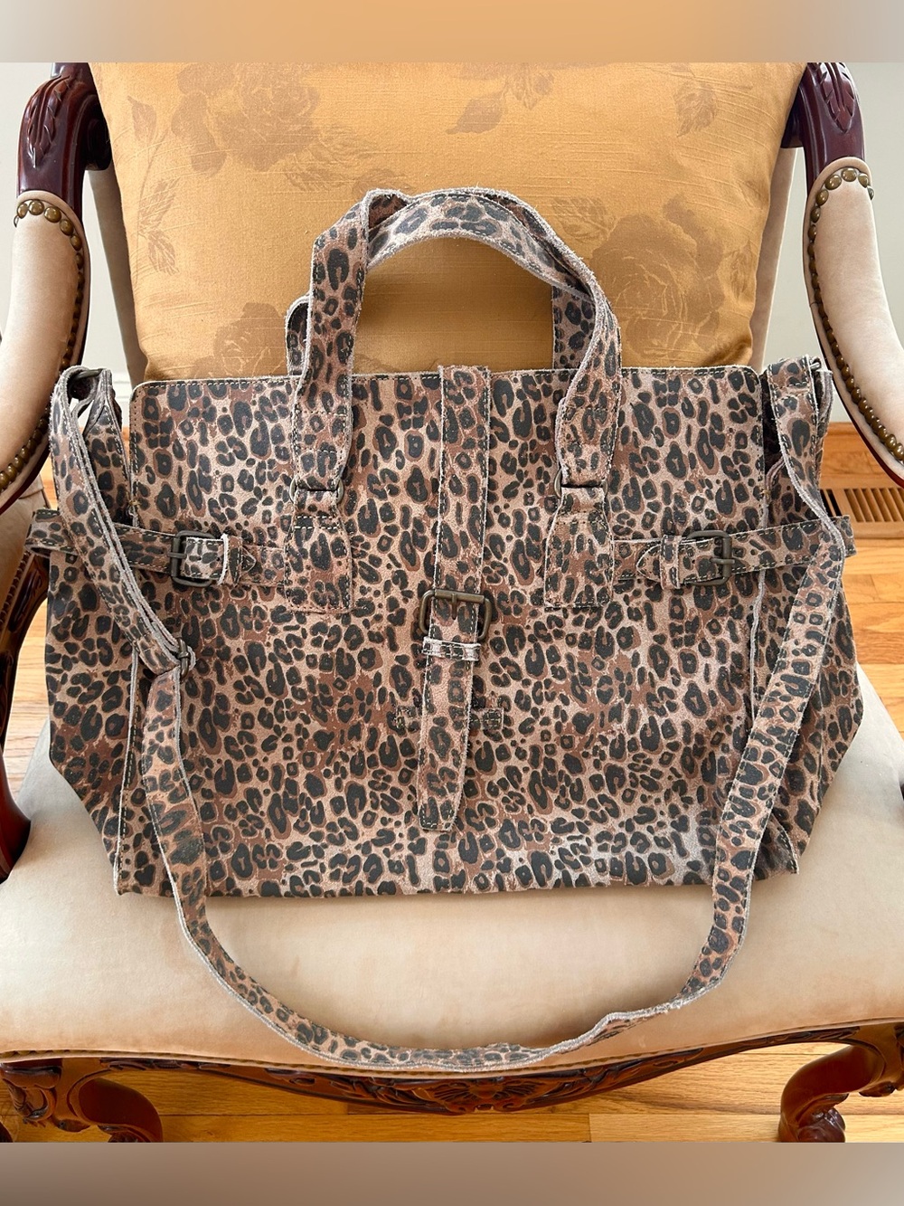 Free People Wild Thing Large Leopard Tote Bag NWOT